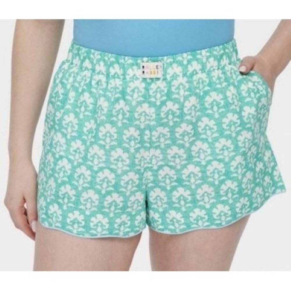 Roller Rabbit x Target Boxer Shorts Womens S Green Floral Poplin Scalloped New